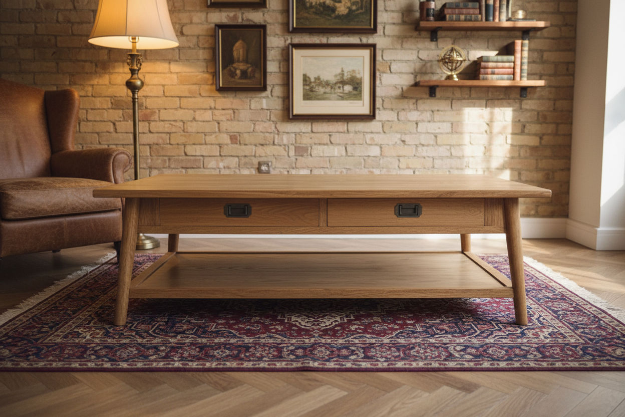 FITAN SOLID OAK 2 DRAWER COFFEE ERABLE NATURAL 130CM - MyChocolateWood