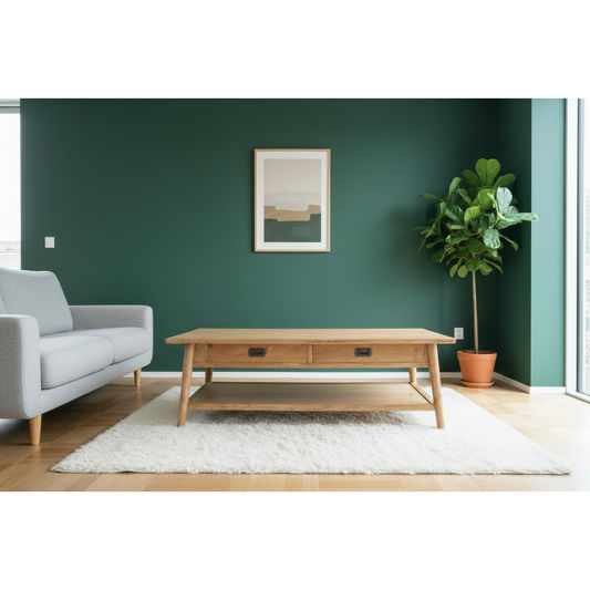 FITAN SOLID OAK 2 DRAWER COFFEE ERABLE NATURAL 130CM - MyChocolateWood