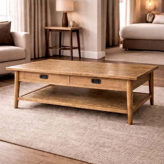 FITAN SOLID OAK 2 DRAWER COFFEE ERABLE NATURAL 130CM