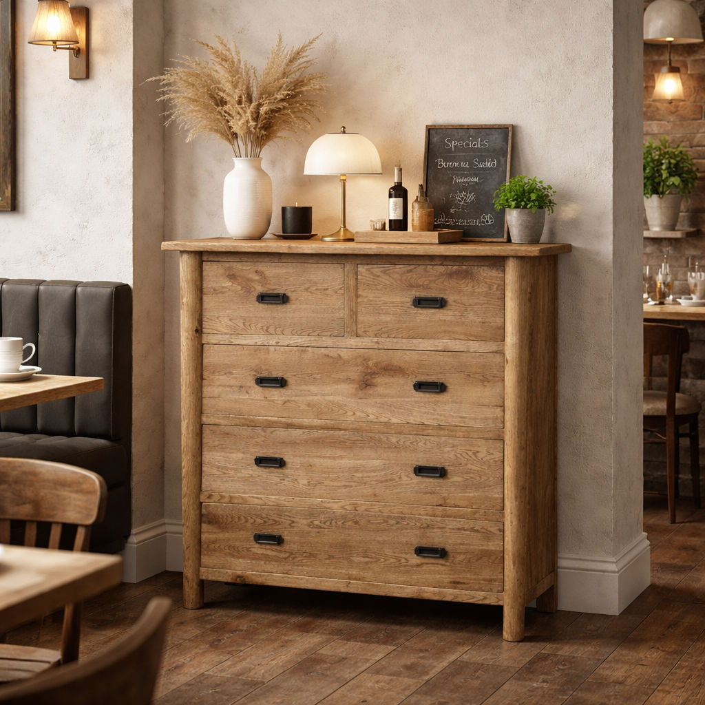 FITAN SOLID OAK 5-DRAWER CHEST OF DRAWERS - MyChocolateWood