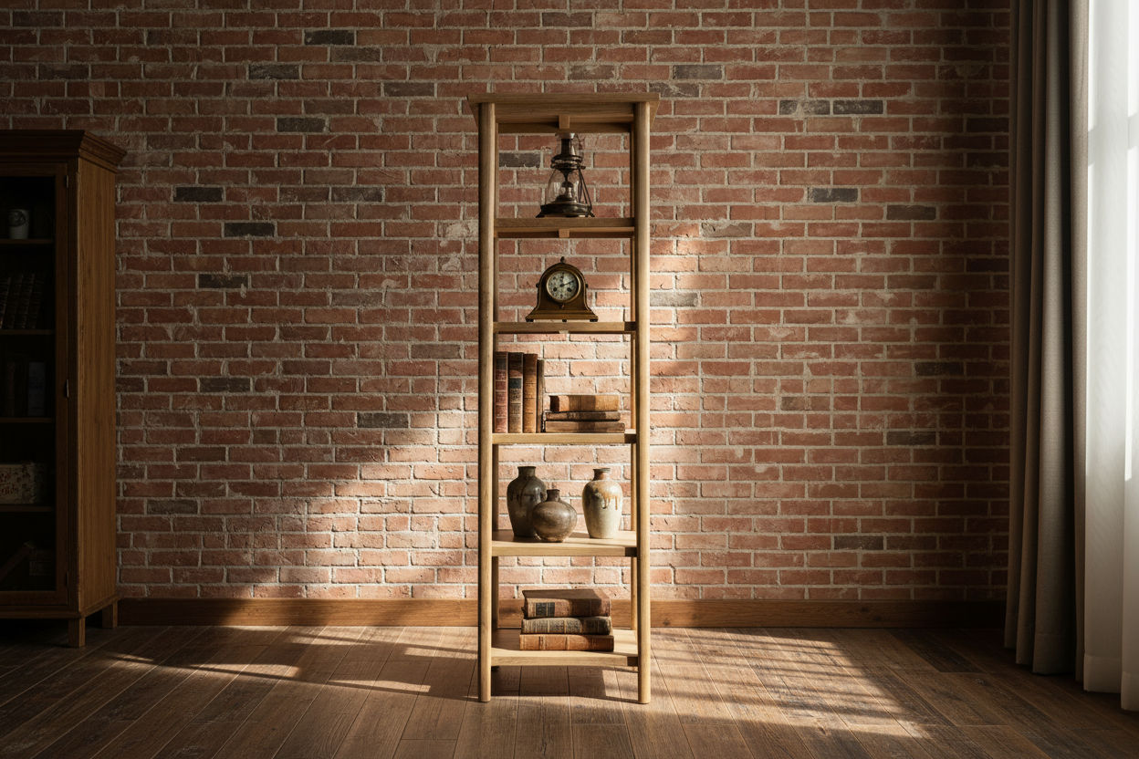 FITAN SOLID OAK SKINNY 5-SHELF BOOKCASE BOOKSHELF/DISPLAY SHELVES - MyChocolateWood