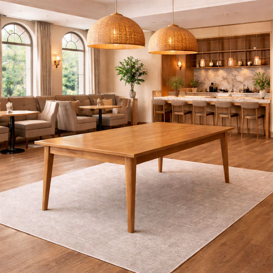 Fitan Solid Oak Dining Table in Natural, 150cm - Chocolate Wood