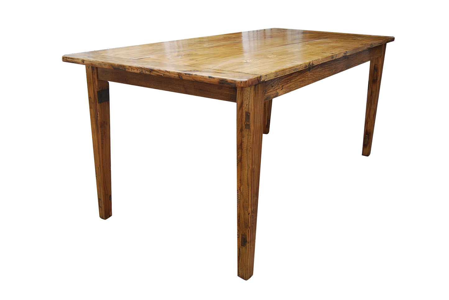 LINDI RUSTIC COUNTRY DINING TABLE RECYCLED ELM WOOD TIMBER FARMHOUSE IN HONEY - 3 SIZES - MyChocolateWood