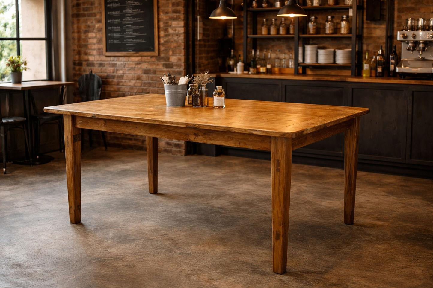 LINDI RUSTIC COUNTRY DINING TABLE RECYCLED ELM WOOD TIMBER FARMHOUSE IN HONEY - 3 SIZES - MyChocolateWood