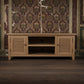 PALM BEACH LOUVRE STYLE TV UNIT SOLID OAK 2 DOORS AND 2 SHELVES - MyChocolateWood