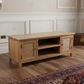 PALM BEACH LOUVRE STYLE TV UNIT SOLID OAK 2 DOORS AND 2 SHELVES - MyChocolateWood