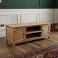 PALM BEACH LOUVRE STYLE TV UNIT SOLID OAK 2 DOORS AND 2 SHELVES - MyChocolateWood
