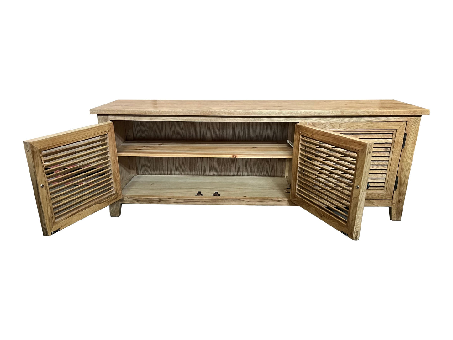 PALM BEACH TV/ENTERTAINMENT UNIT 3 DOORS LOUVRE STYLE IN SOLID OAK - MyChocolateWood