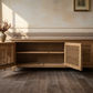 PALM BEACH TV/ENTERTAINMENT UNIT 3 DOORS LOUVRE STYLE IN SOLID OAK - MyChocolateWood