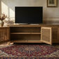 PALM BEACH TV/ENTERTAINMENT UNIT 3 DOORS LOUVRE STYLE IN SOLID OAK - MyChocolateWood