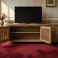 PALM BEACH TV/ENTERTAINMENT UNIT 3 DOORS LOUVRE STYLE IN SOLID OAK - MyChocolateWood