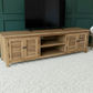PALM BEACH LOUVRE STYLE TV/ENTERTAINMENT UNIT 4 DOORS & 2 SHELVES SOLID OAK - MyChocolateWood