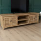 PALM BEACH LOUVRE STYLE TV/ENTERTAINMENT UNIT 4 DOORS & 2 SHELVES SOLID OAK - MyChocolateWood