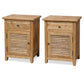 2 X PALM BEACH SOLID OAK LOUVRE STYLE BEDSIDE TABLE 1 DRAWER & 1 DOOR - MyChocolateWood
