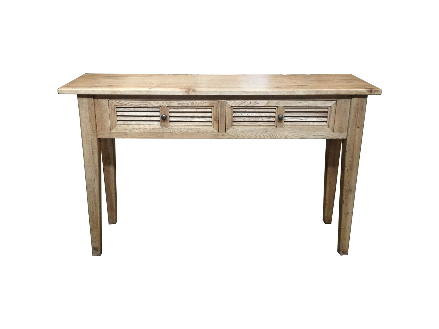 PALM BEACH LOUVRE STYLE 2 DRAWER HALL TABLE/CONSOLE TABLE IN SOLID OAK - MyChocolateWood