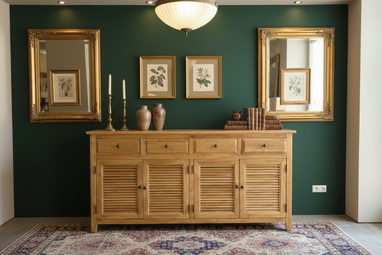 PALM BEACH BUFFET/SIDEBOARD 4 DOORS 4 DRAWERS LOUVRE STYLE IN SOLID OAK - MyChocolateWood