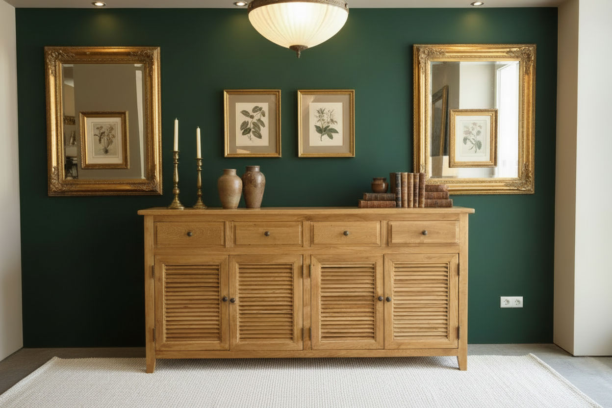 PALM BEACH BUFFET/SIDEBOARD 4 DOORS 4 DRAWERS LOUVRE STYLE IN SOLID OAK - MyChocolateWood