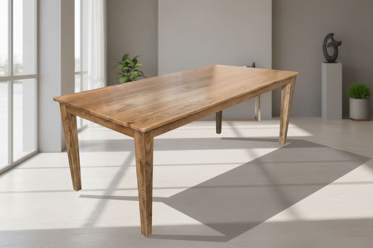 TARA SOLID OAK TIMBER DINING TABLE NATURAL 4 SIZES - NO BREADBOARDS FULL LENGTH (Copy) - MyChocolateWood