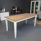 TARA SOLID OAK TIMBER DINING TABLE NATURAL TOP/WHITE LEGS 4 SIZES - FULL LENGTH - MyChocolateWood