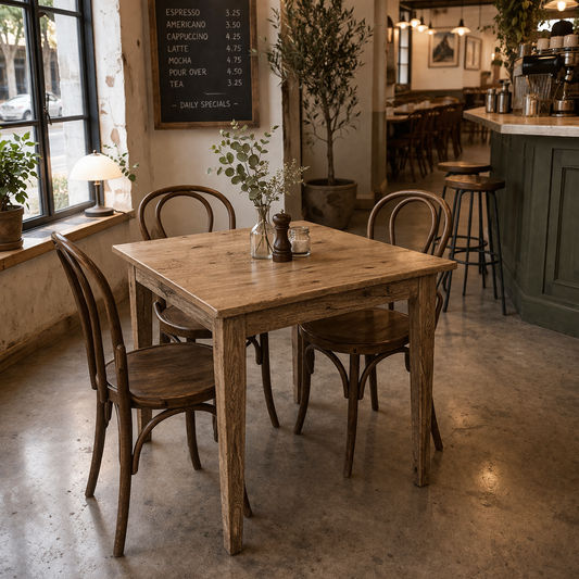 TARA 4-SEATER SQUARE DINING TABLE IN SOLID OAK WITH A NATURAL FINISH 90CM - MyChocolateWood
