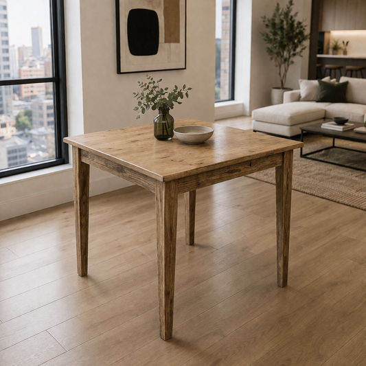 TARA 4-SEATER SQUARE DINING TABLE IN SOLID OAK WITH A NATURAL FINISH 90CM - MyChocolateWood