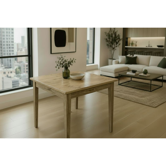 TARA 4-SEATER SQUARE DINING TABLE IN SOLID OAK WITH A NATURAL FINISH 90CM - MyChocolateWood