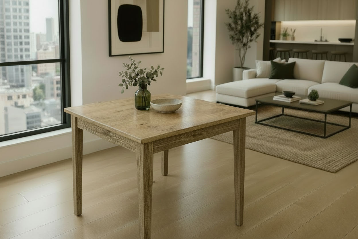 TARA SOLID OAK SQUARE DINING TABLE (90 X 90) NATURAL + 4 MELROSE SOLID OAK CROSSBACK CHAIRS NATURAL (Copy) - MyChocolateWood