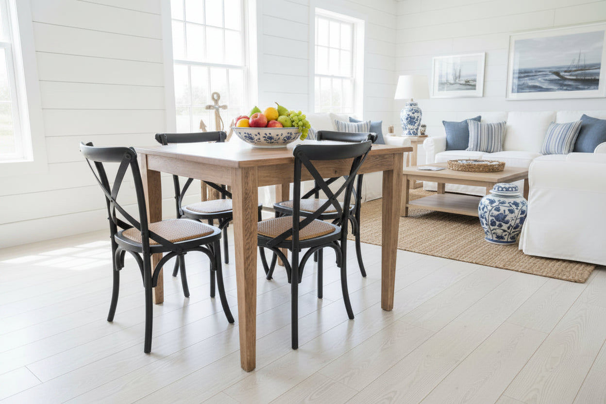 TARA 4-SEATER SQUARE DINING TABLE IN SOLID OAK WITH A NATURAL FINISH 90CM - MyChocolateWood