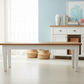 TARA SOLID OAK BENCH NATURAL TOP WHITE LEGS FULL LENGTH - 3 SIZES - MyChocolateWood