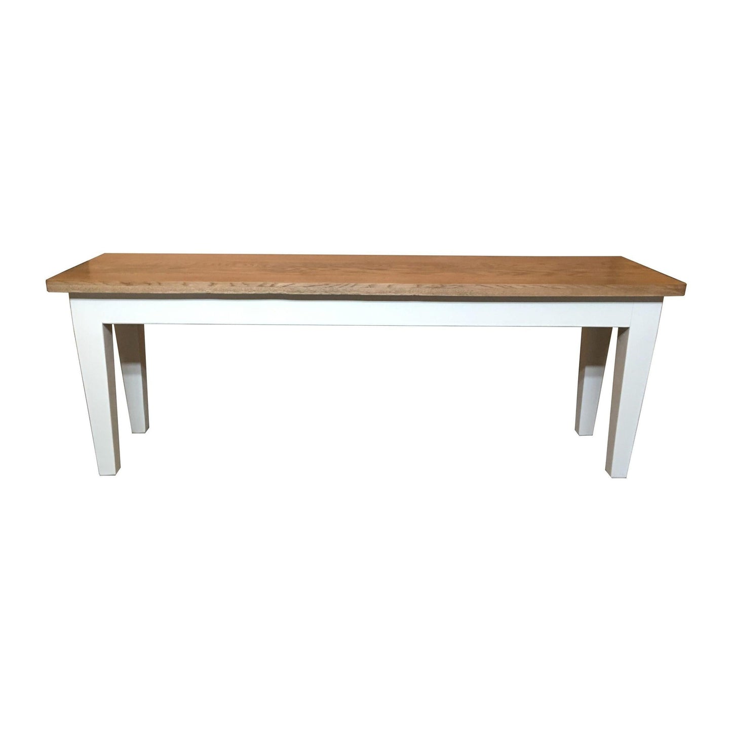 Tara Solid Oak Bench, natural top with white legs - Chocolate Wood