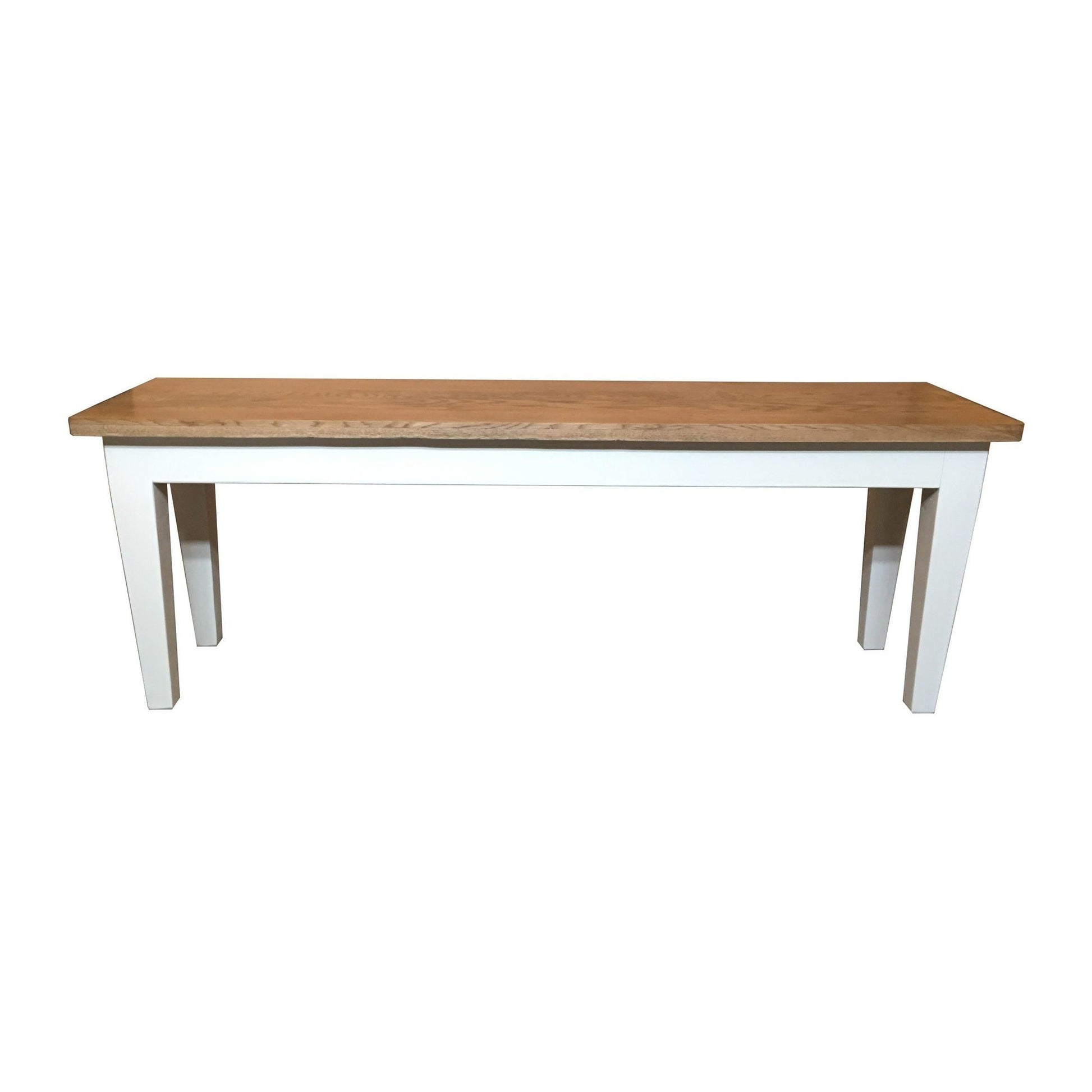 Tara Solid Oak Bench, natural top with white legs - Chocolate Wood