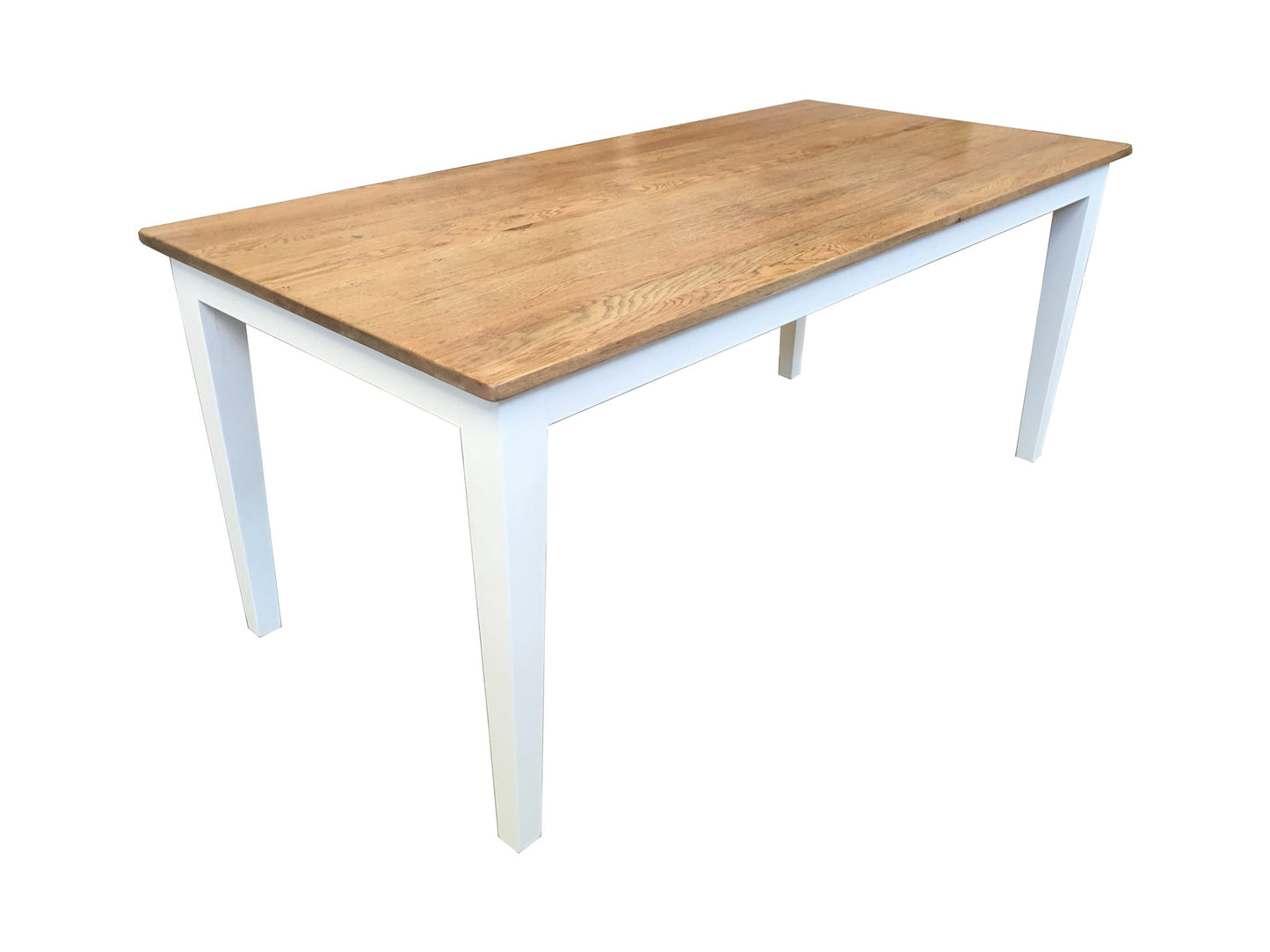 TARA SOLID OAK TIMBER DINING TABLE NATURAL TOP/WHITE LEGS 4 SIZES - FULL LENGTH - MyChocolateWood