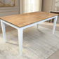 TARA SOLID OAK TIMBER DINING TABLE NATURAL TOP/WHITE LEGS 4 SIZES - FULL LENGTH - MyChocolateWood