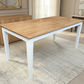 TARA SOLID OAK TIMBER DINING TABLE NATURAL TOP/WHITE LEGS 4 SIZES - FULL LENGTH - MyChocolateWood
