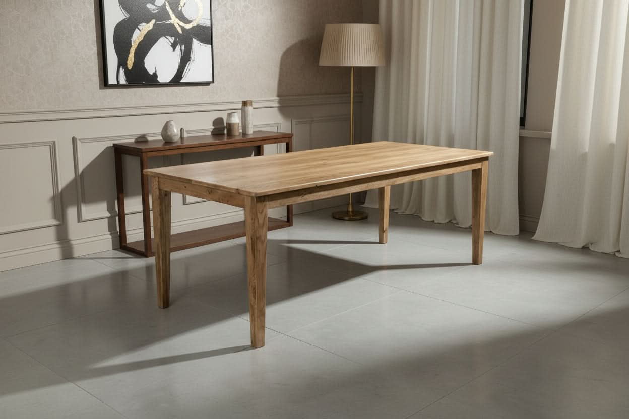 TARA SOLID OAK TIMBER DINING TABLE NATURAL 4 SIZES - NO BREADBOARDS FULL LENGTH (Copy) - MyChocolateWood