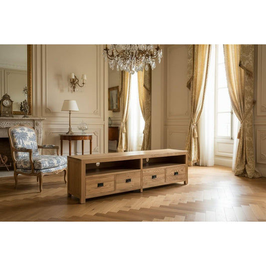 TARA SOLID OAK 4 DRAWERS TV/ENTERTAINMNET UNIT - MyChocolateWood
