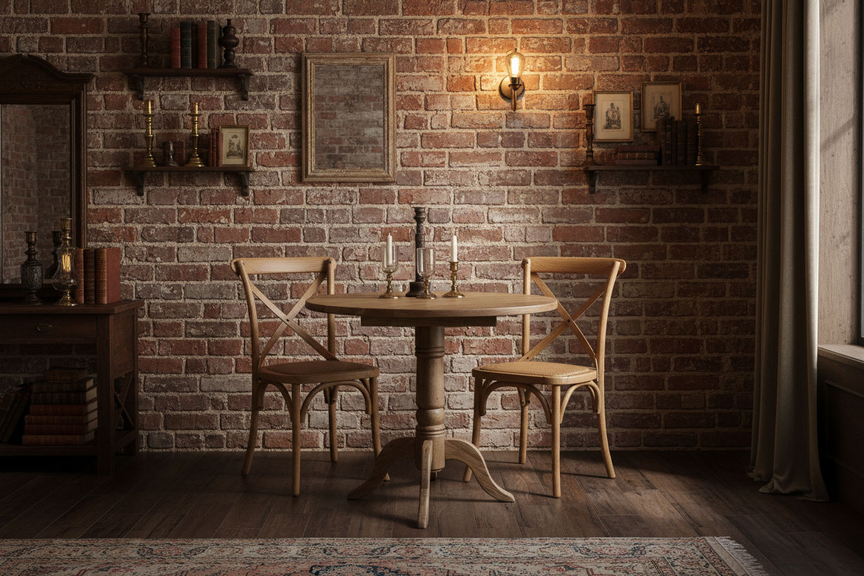 NORDIC SOLID OAK ROUND DINING TABLE 75CM + 2 MELROSE DINING CHAIRS NATURAL 3PCS - MyChocolateWood
