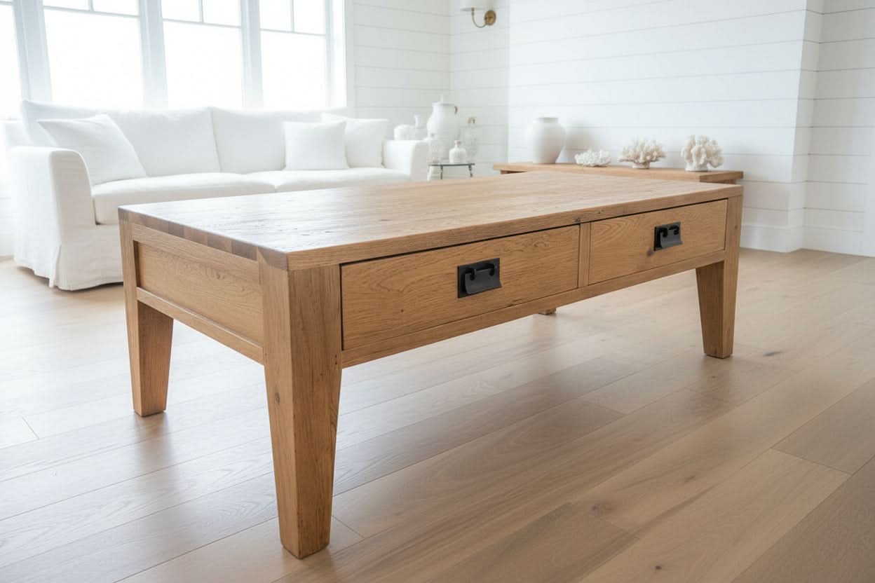 TARA SOLID OAK 2 DRAWER 2-WAY COFFEE TABLE, 120CM, NATURAL OAK - MyChocolateWood