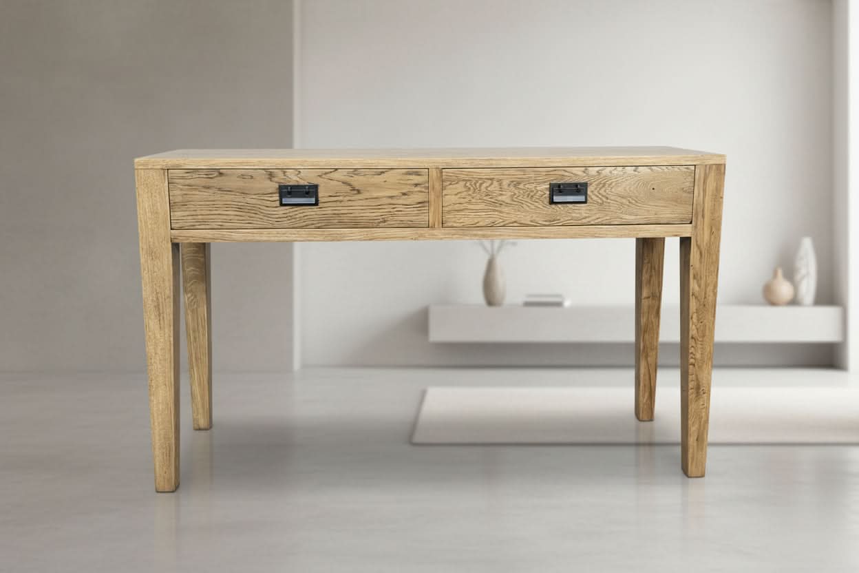 TARA SOLID OAK 2 DRAWERS CONSOLE TABLE - MyChocolateWood