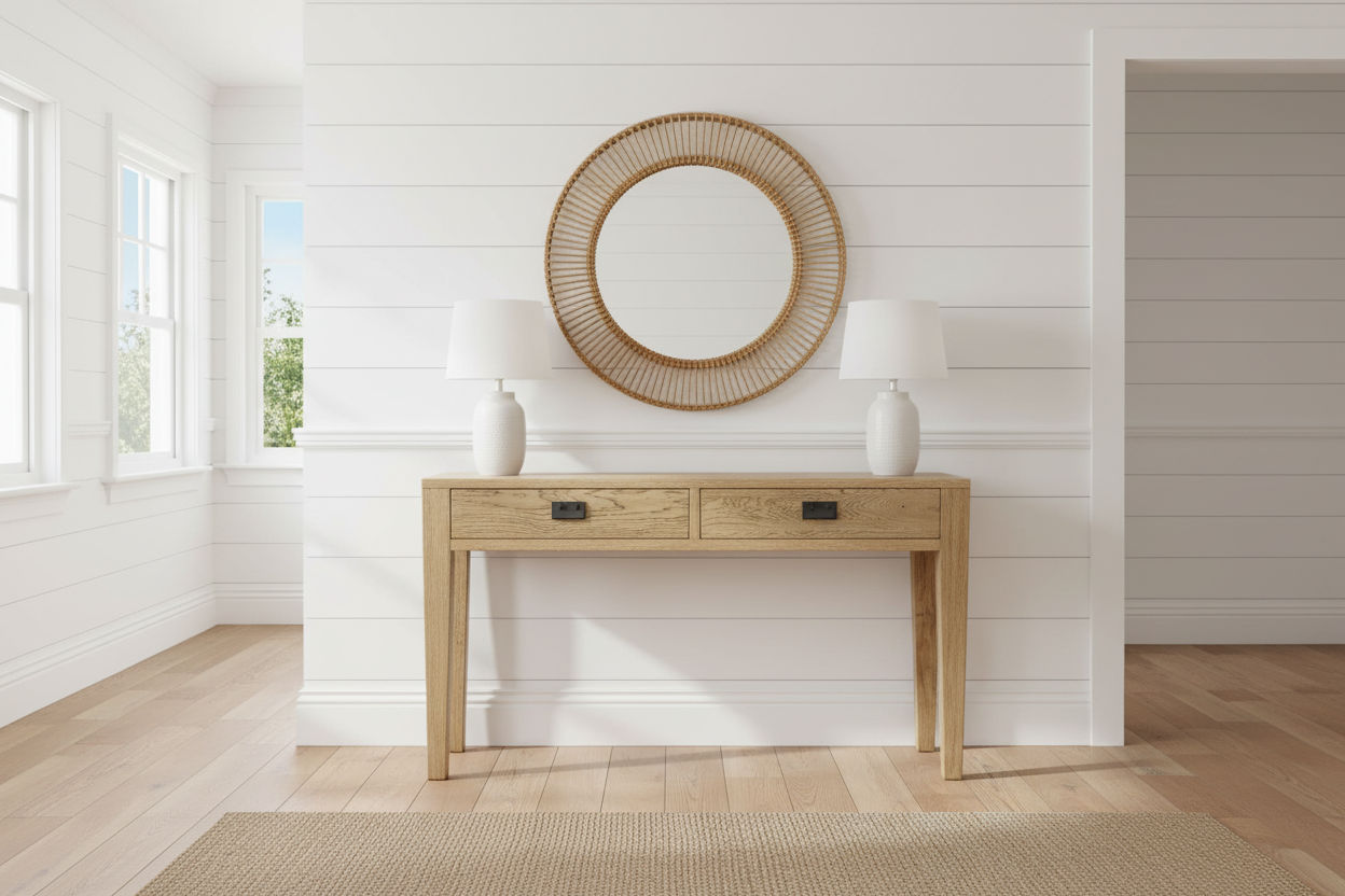 TARA SOLID OAK 2 DRAWERS CONSOLE TABLE - MyChocolateWood