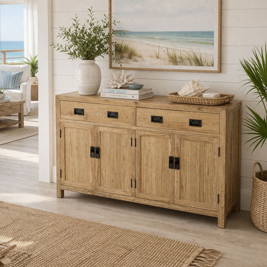 TARA SOLID RUSSIAN OAK BUFFET SIDEBOARD NATURAL 2 DRAWERS 4 DOORS - 2 SIZES - MyChocolateWood