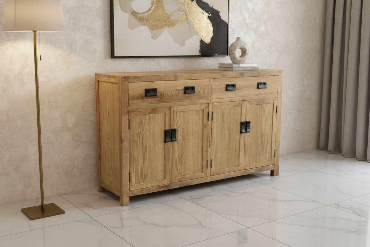 TARA SOLID RUSSIAN OAK BUFFET SIDEBOARD NATURAL 2 DRAWERS 4 DOORS - 2 SIZES - MyChocolateWood