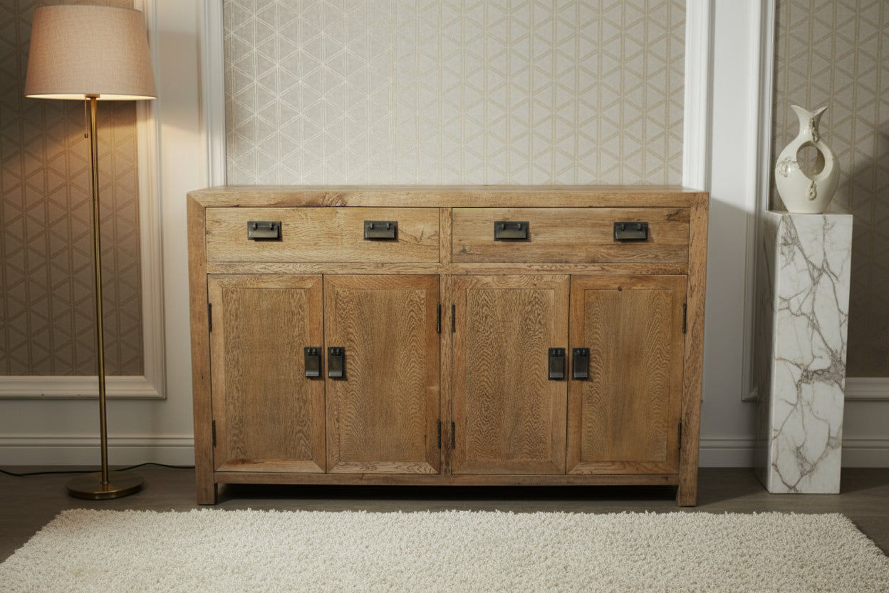 TARA SOLID RUSSIAN OAK BUFFET SIDEBOARD NATURAL 2 DRAWERS 4 DOORS - 2 SIZES - MyChocolateWood