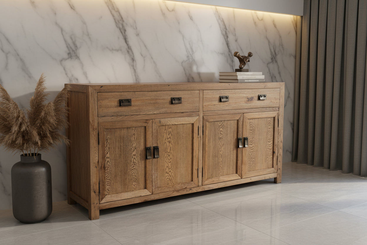 TARA SOLID RUSSIAN OAK BUFFET SIDEBOARD NATURAL 2 DRAWERS 4 DOORS - 2 SIZES - MyChocolateWood