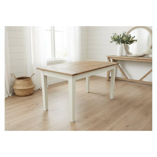 TARA RUSSIAN OAK DINING TABLE WITH BREADBOARD NATURAL TOP/WHITE LEGS 180CM - MyChocolateWood