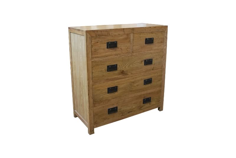 TARA SOLID OAK 5 DRAWERS TALLBOY - MyChocolateWood