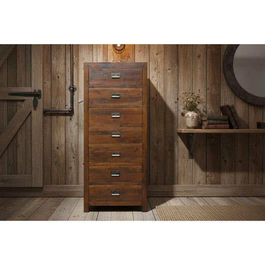 TARA SOLID OAK 7 DRAWERS TALLBOY - MyChocolateWood