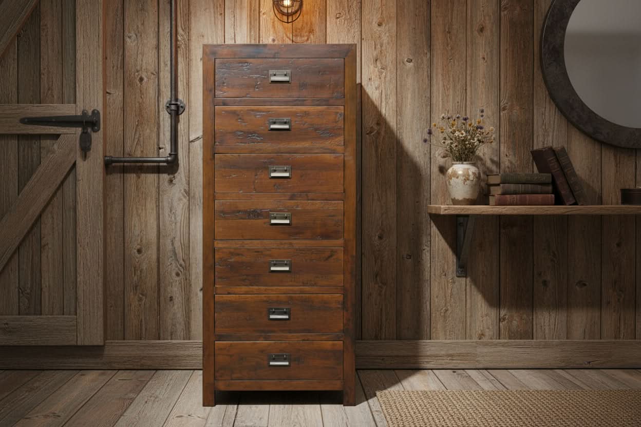 TARA SOLID OAK 7 DRAWERS TALLBOY - MyChocolateWood