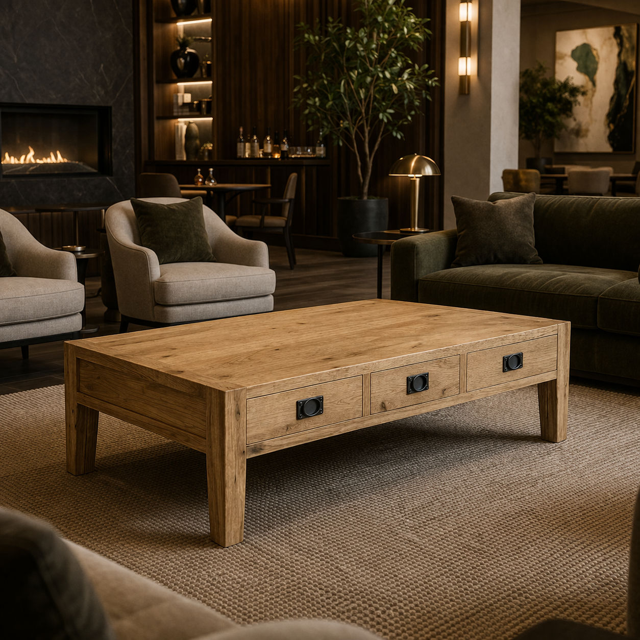 TARA SOLID OAK 3 DRAWER 3-WAY COFFEE TABLE, 150CM, NATURAL OAK - MyChocolateWood