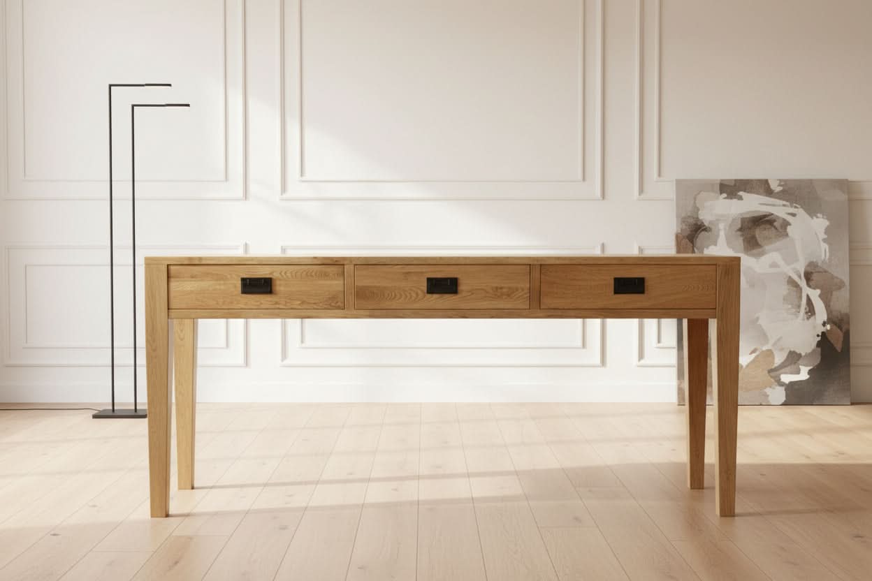 TARA SOLID OAK 3 DRAWERS CONSOLE TABLE - MyChocolateWood